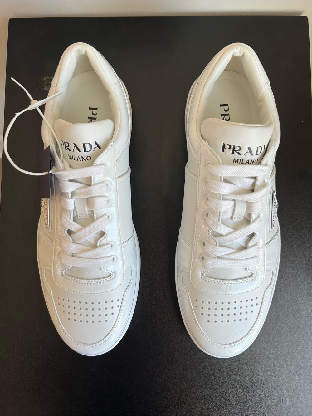 Prada Downtown Leather Sneakers Size 9